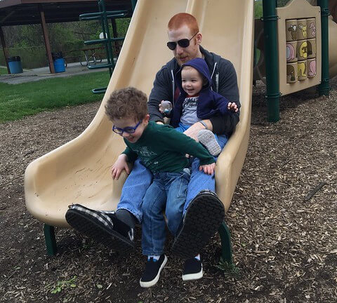 nick-pappas Nick Pappas sliding with his children
